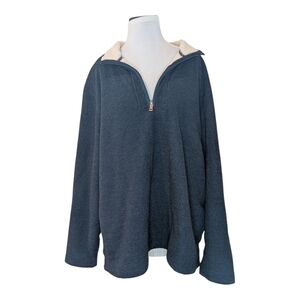 Mens 3XL Orvis Sherpa Lined Quarter Zip Sweater Navy Orvis Quarter Zip Jacket